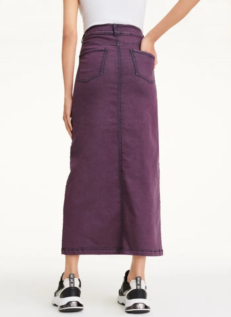 Purple Women's Dkny Seamed Skirt | 019WDHJAM
