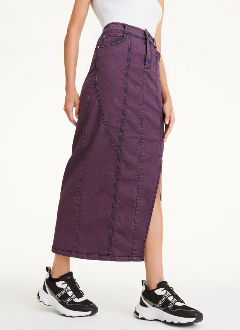 Purple Women\'s Dkny Seamed Skirt | 019WDHJAM