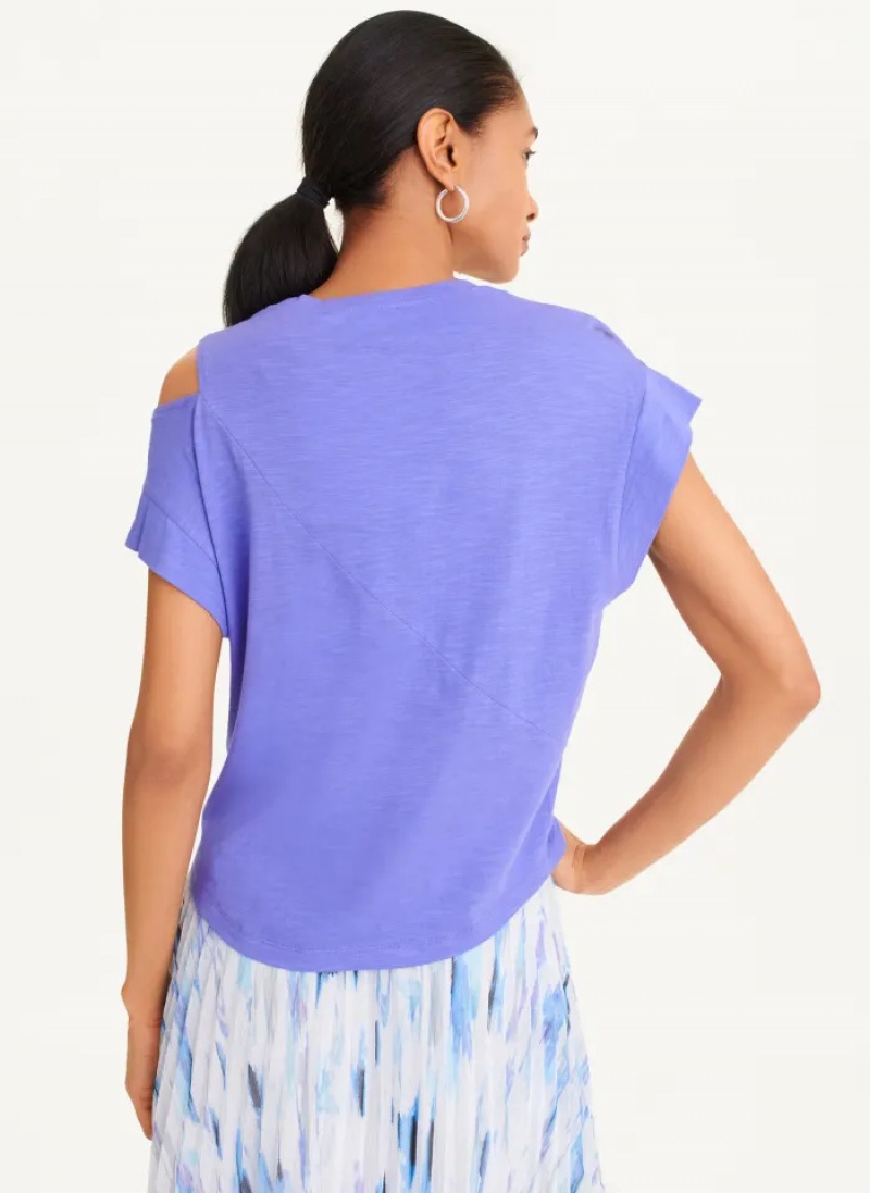Purple Women's Dkny Shoulder Cut Out T Shirts | 798IKLACH