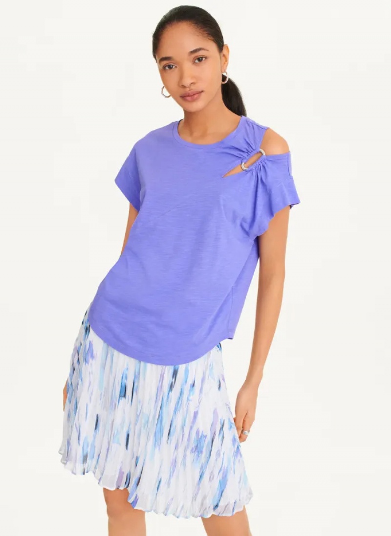 Purple Women\'s Dkny Shoulder Cut Out T Shirts | 798IKLACH