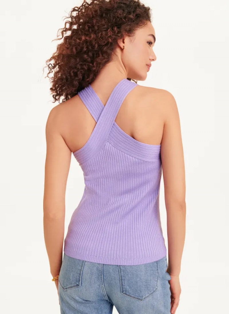 Purple Women's Dkny Sleeveless Crossover Sweaters | 704RFVTQM