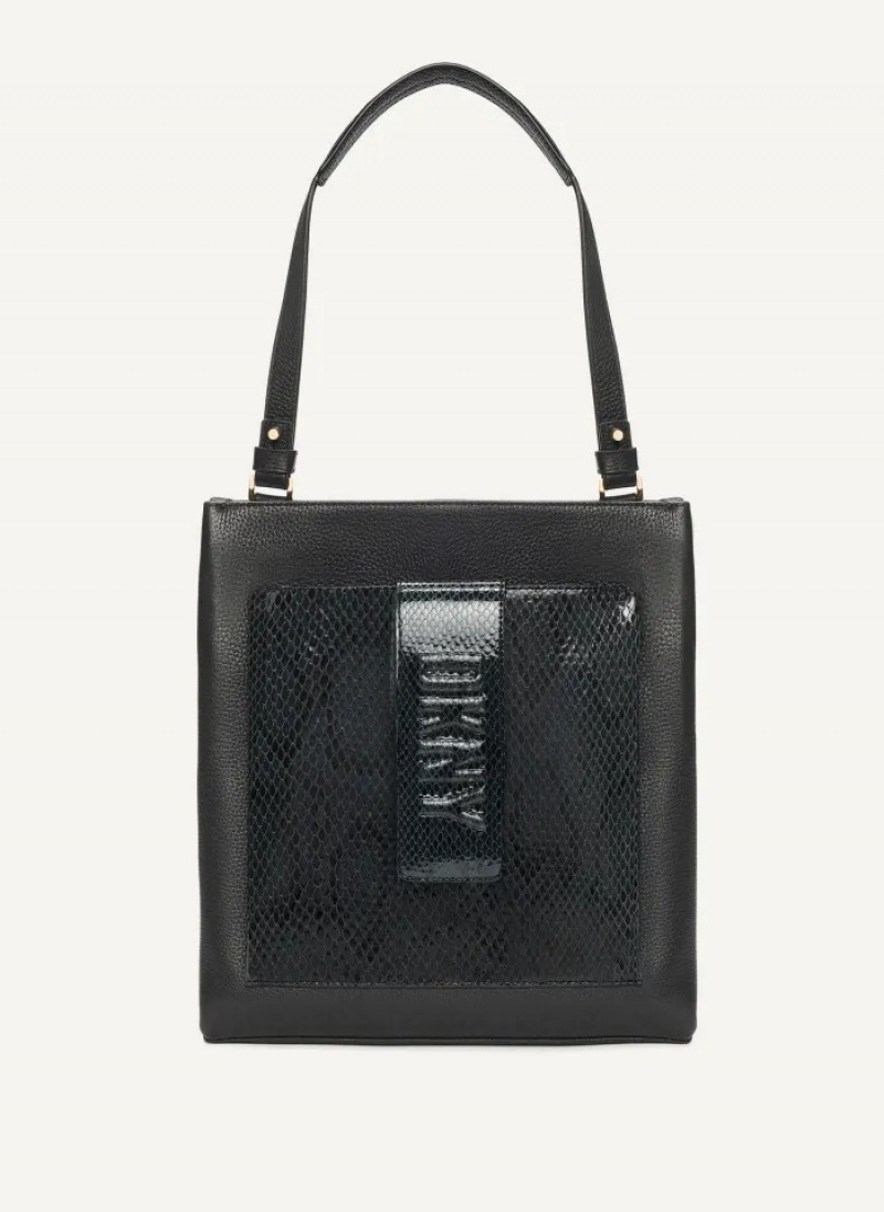Python/Black Multi Women\'s Dkny Uptown Exotic Leather Hobo Bag | 259KLDQHV