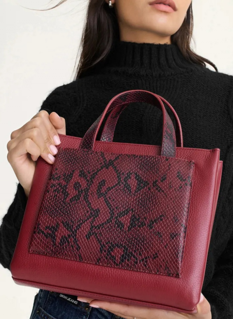 Python Scarlet Women's Dkny Uptown Exotic Leather Small Tote Bags | 264JFNHML