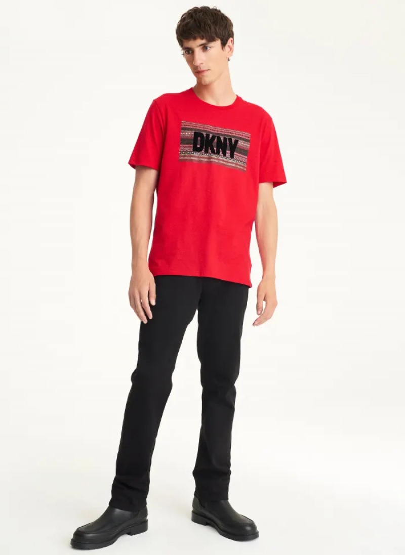 Red Men's Dkny Fair Isle DKNY T Shirts | 738NZPRVD