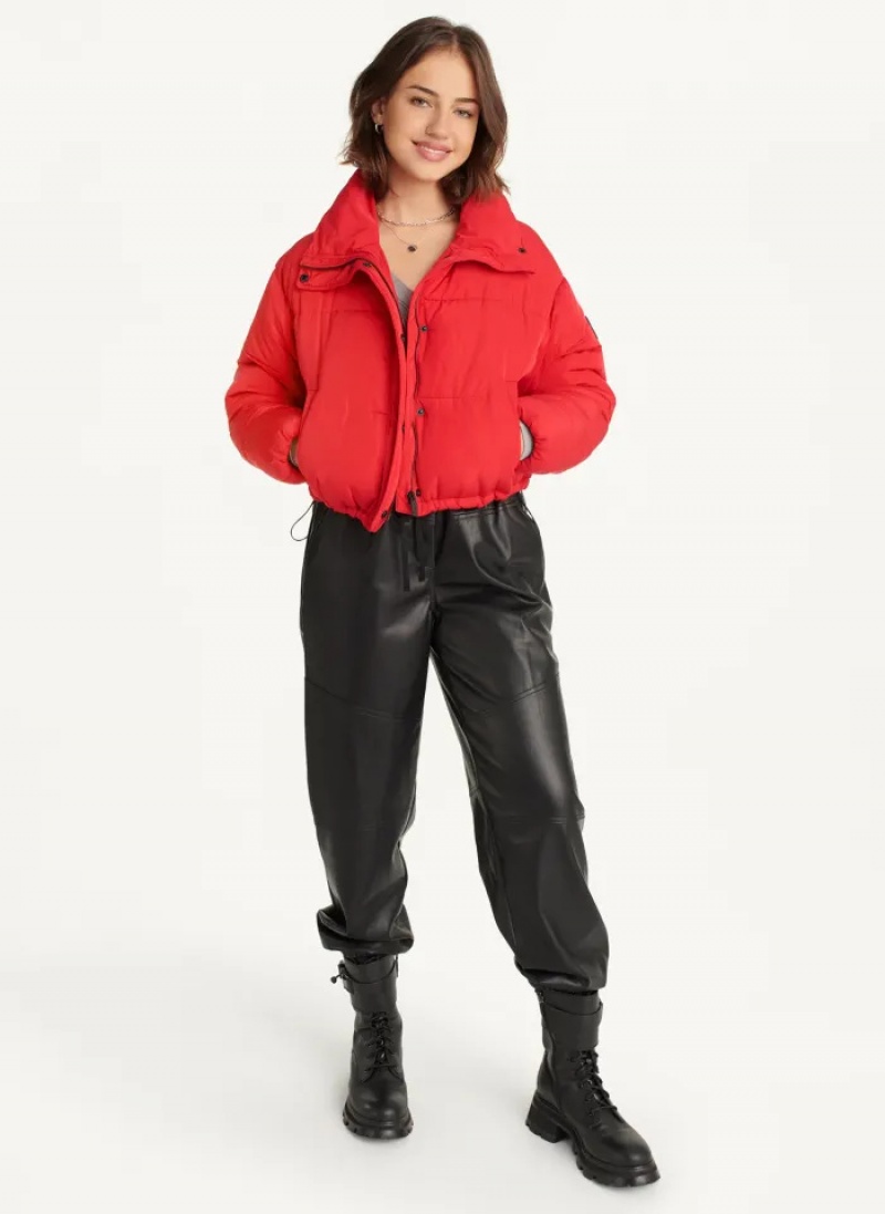 Red Women's Dkny Cropped Puffers | 094IUPVCM