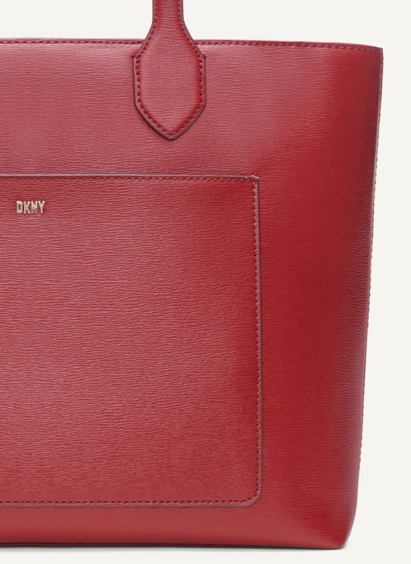 Red Women's Dkny Ines Tote Bags | 597PNWKMT