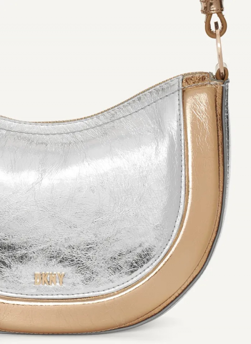 Silver/Gold Women's Dkny Metro Metallic Shoulder Bag | 167VNKLJF