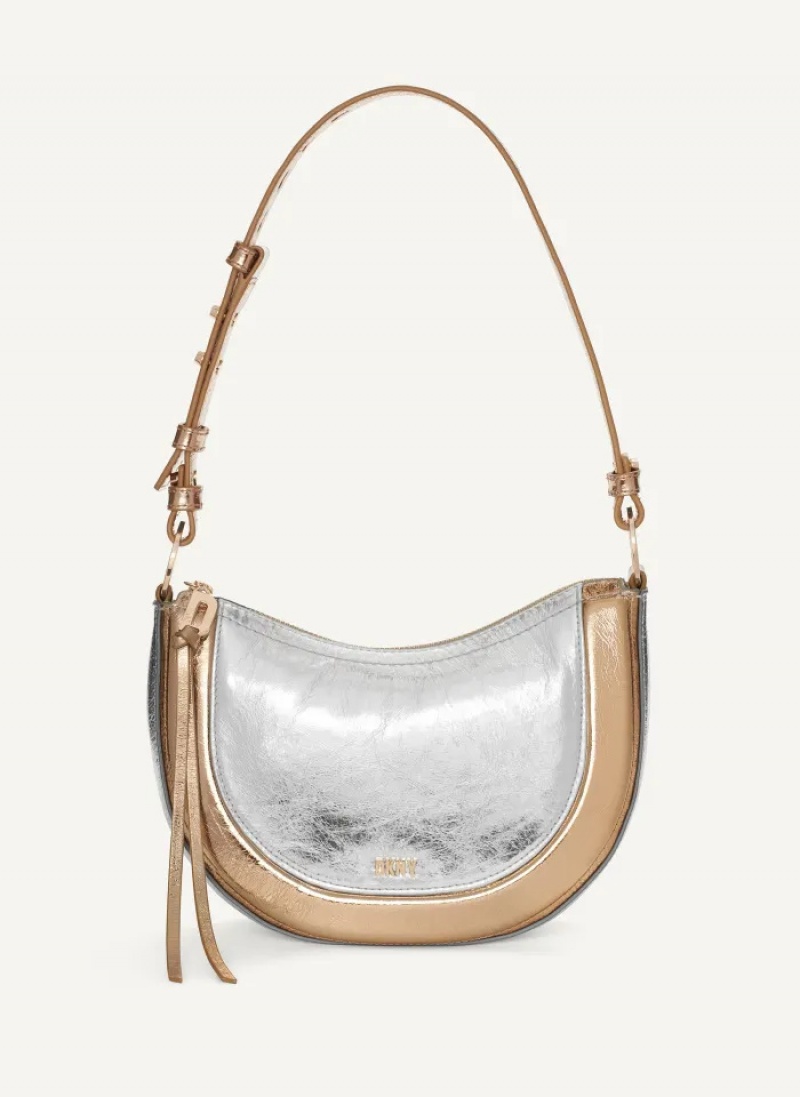 Silver/Gold Women\'s Dkny Metro Metallic Shoulder Bag | 167VNKLJF