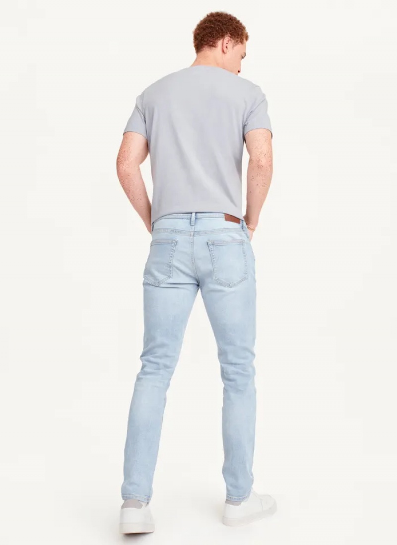 Sky Blue Men's Dkny Bleached Skinny Jeans | 835BVKJOM