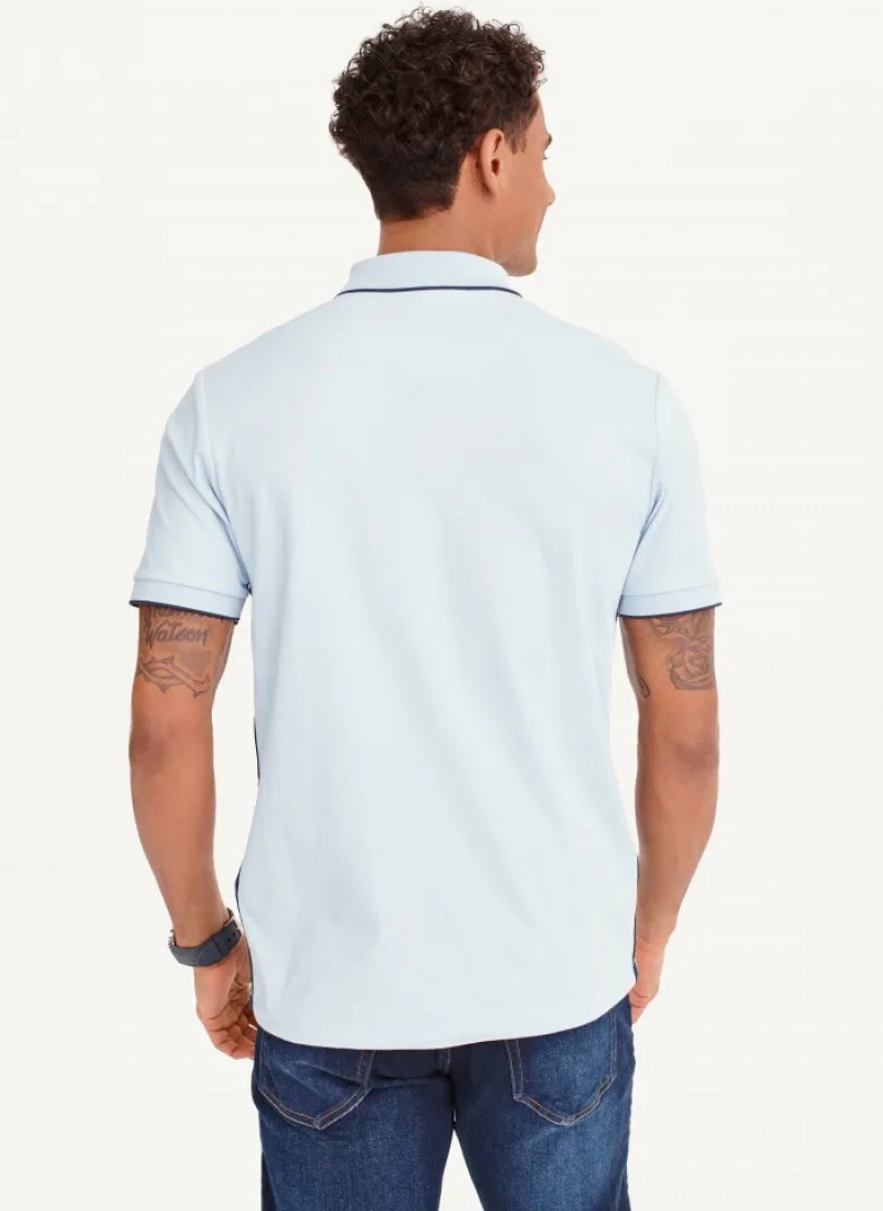 Sky Blue Men's Dkny Quarter Zip Sport Polo Shirts | 318PYJXTB