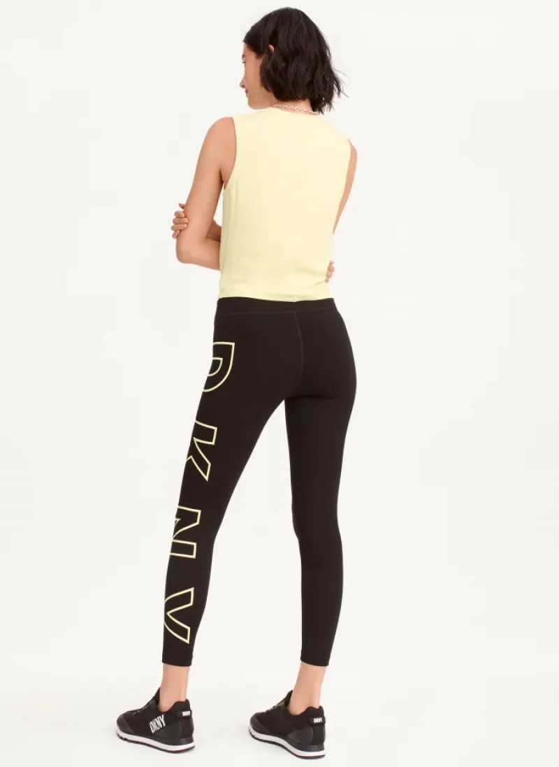 Sunny Lime Women's Dkny Outline Logo Leggings | 426VCZQRT