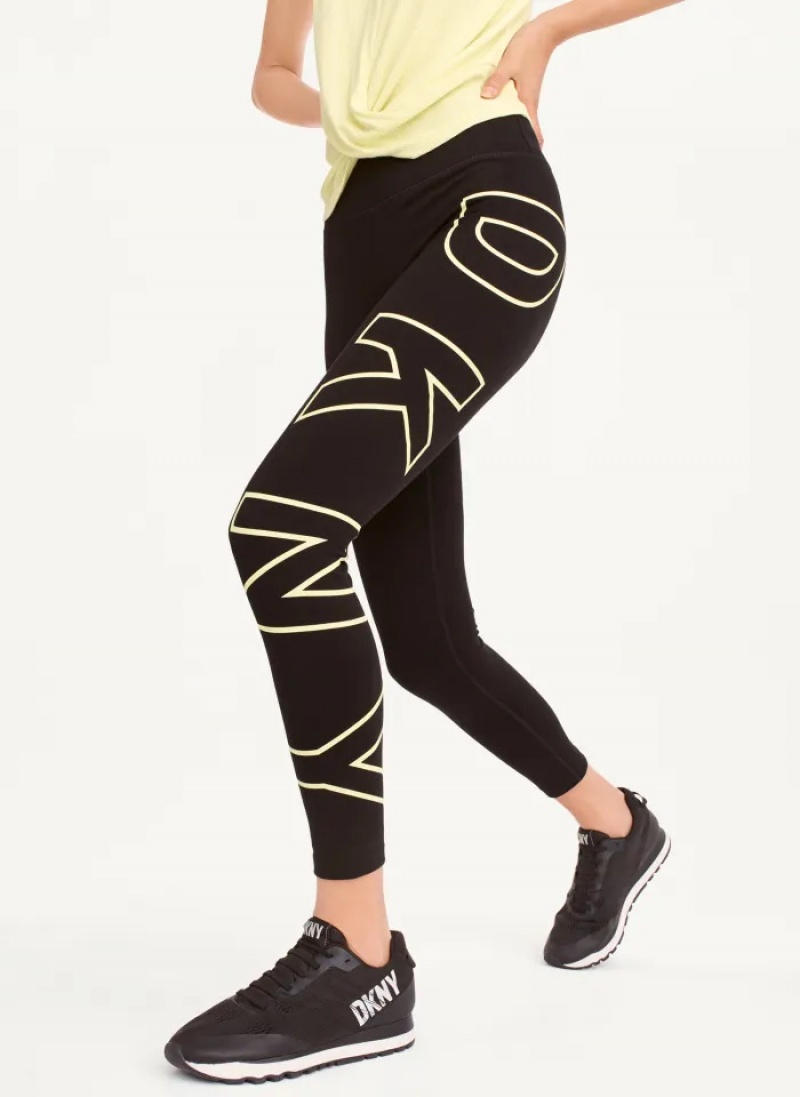 Sunny Lime Women\'s Dkny Outline Logo Leggings | 426VCZQRT
