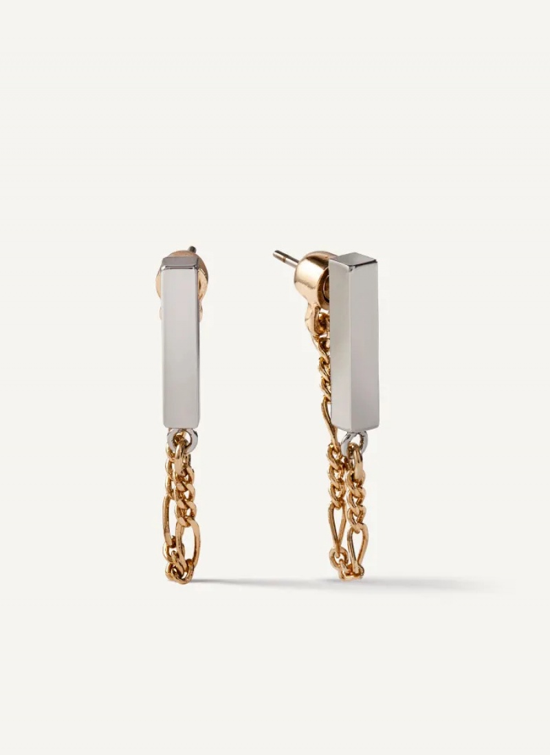 Two Tone Accessories Dkny Chain Earrings | 571WREKHJ