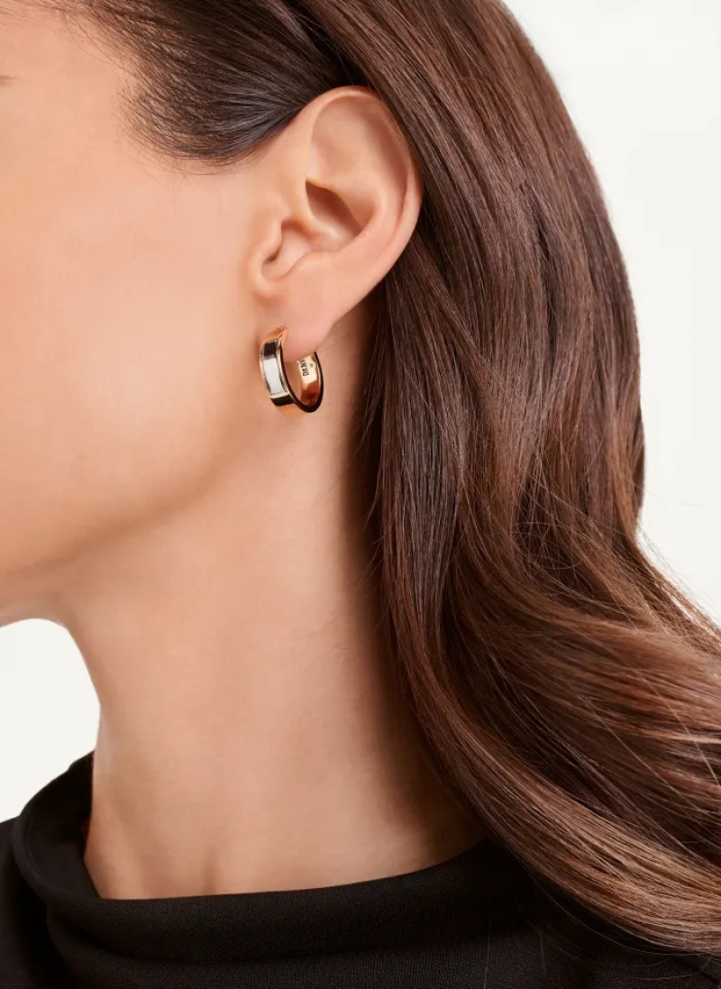 Two Tone Accessories Dkny Inlay Hoop Earrings | 325GVKNCR