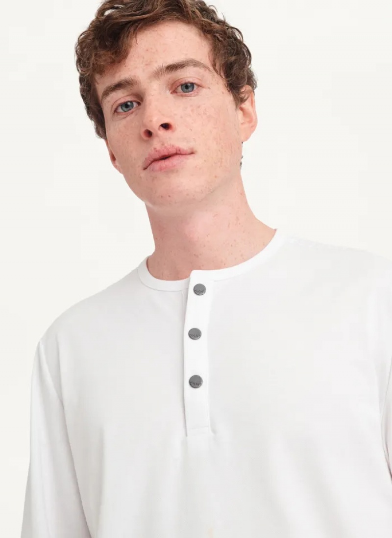 White Men's Dkny Baselayer Henley T Shirts | 426PNJHEM