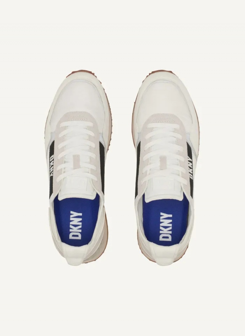 White Men's Dkny Jersey Sneakers | 120TMSHNK