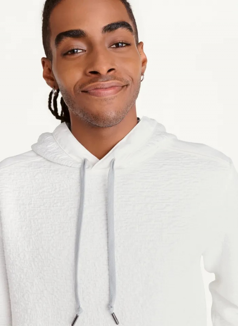White Men's Dkny Novelty Quilted Texture Hoodie | 678JCNIBV