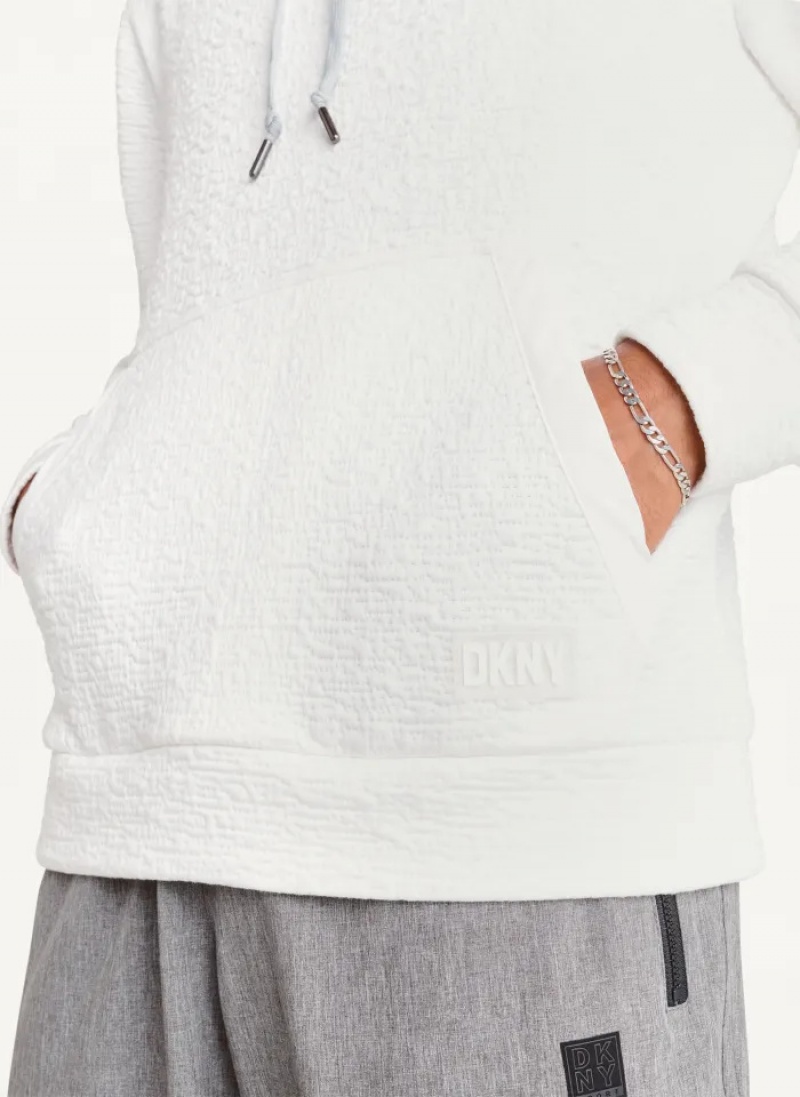 White Men's Dkny Novelty Quilted Texture Hoodie | 678JCNIBV
