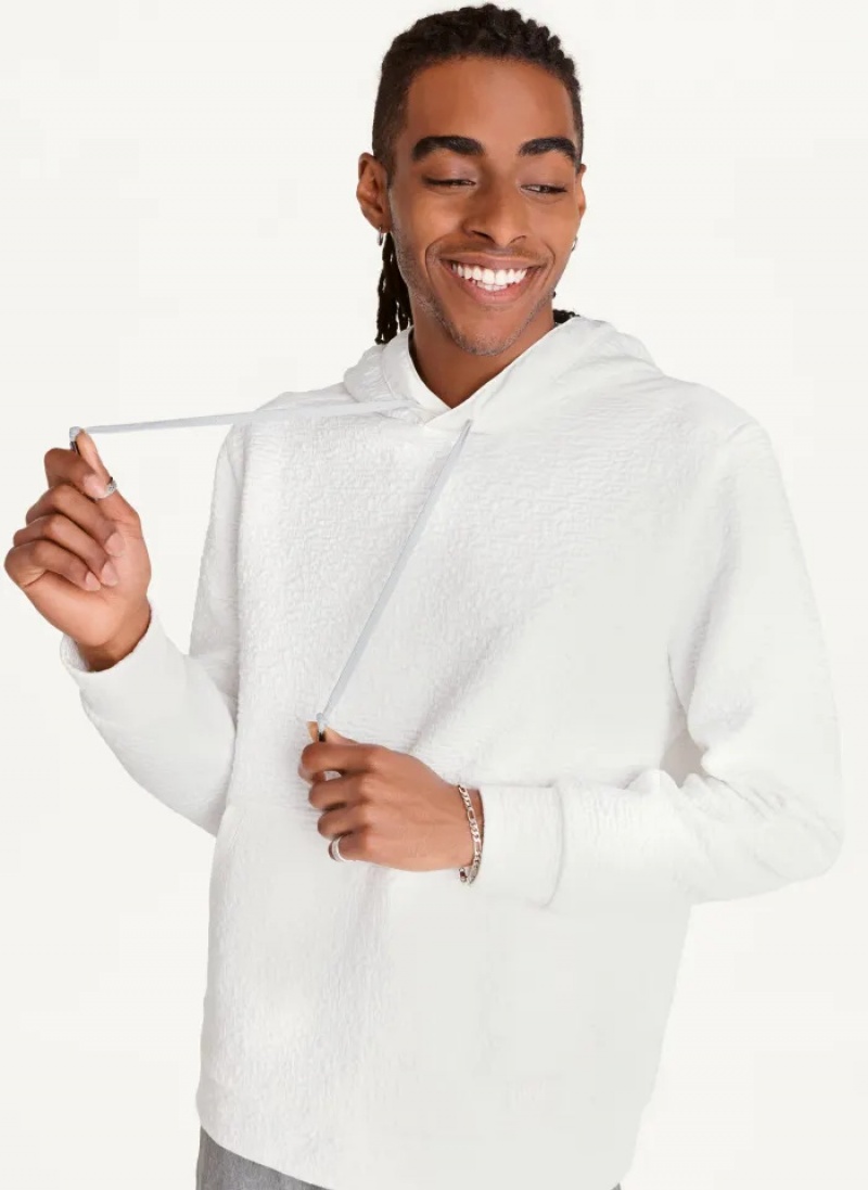 White Men\'s Dkny Novelty Quilted Texture Hoodie | 678JCNIBV