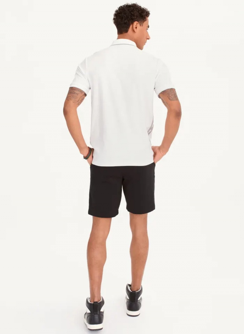 White Men's Dkny Quarter Zip Sport Polo Shirts | 395XHBSCJ