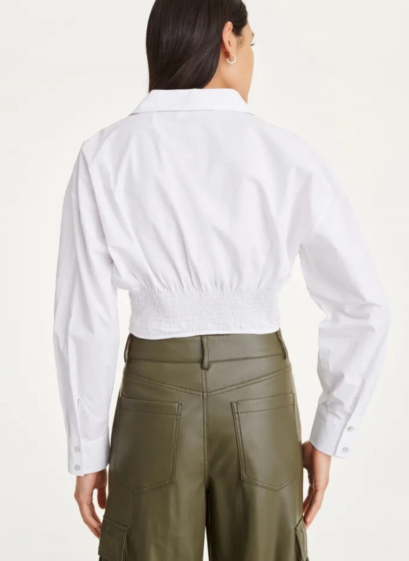 White Women's Dkny Corset Shirts | 910RLBCVH