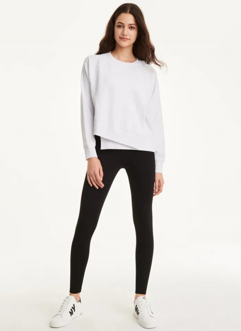 White Women's Dkny Cotton Jersey Asymmetrical Sweaters | 380UPFLVB