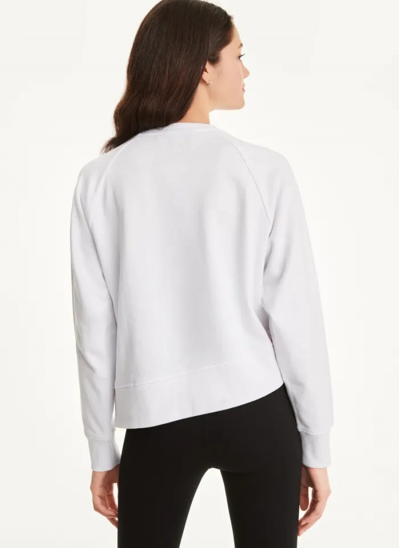 White Women's Dkny Cotton Jersey Asymmetrical Sweaters | 362MEISOX