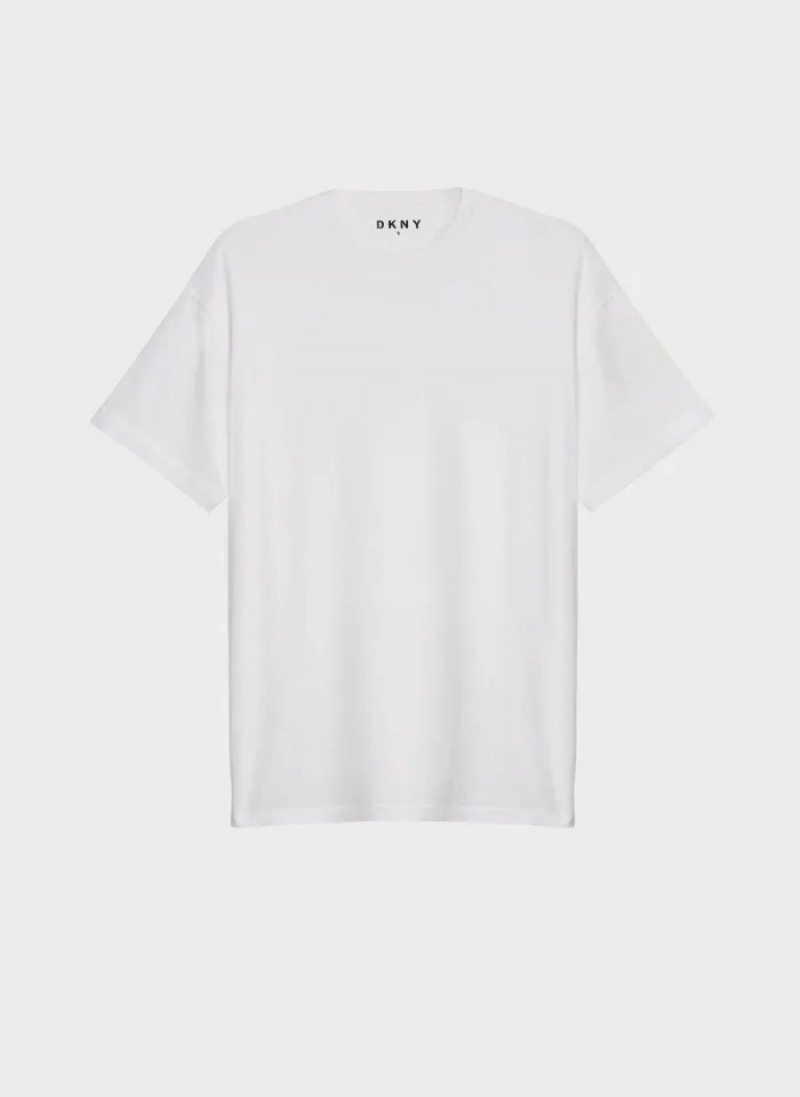 White Women's Dkny Essential T Shirts | 281YZEIDL