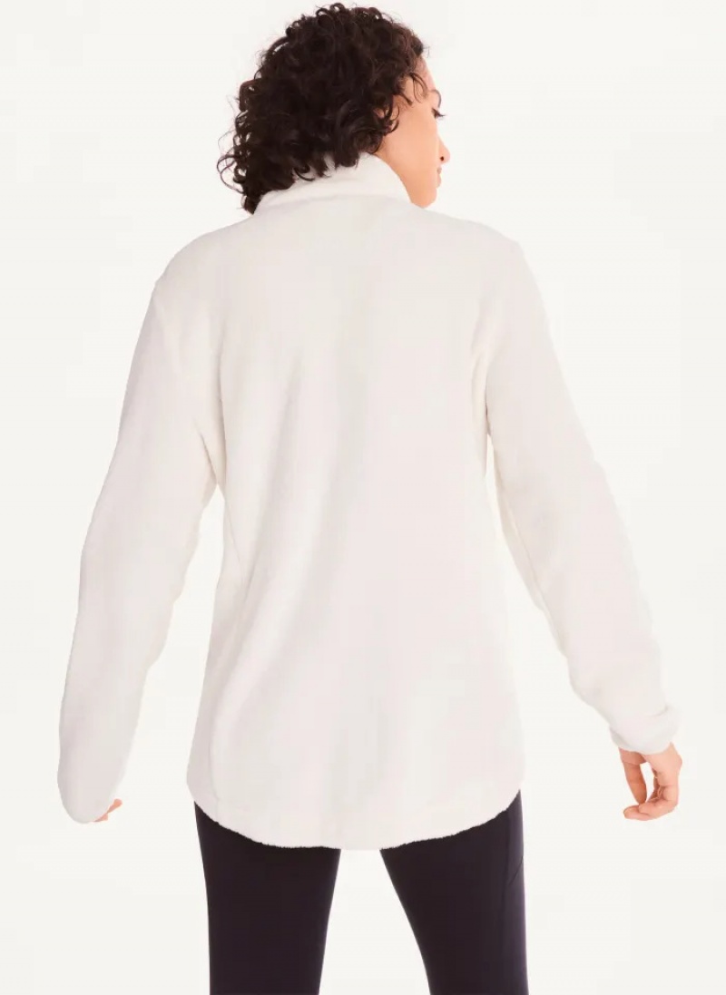White Women's Dkny Fleece Zip Jacket | 231TWISJG