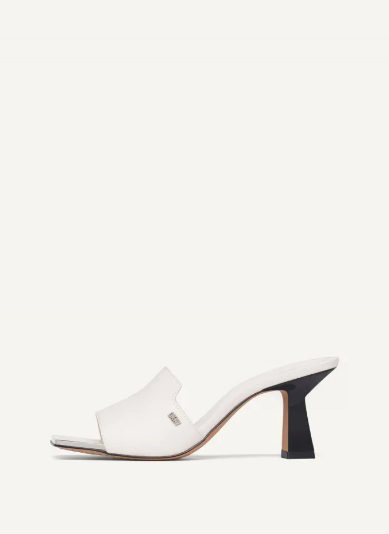 White Women\'s Dkny Kailyn Heeled Mules | 281OVFEMD