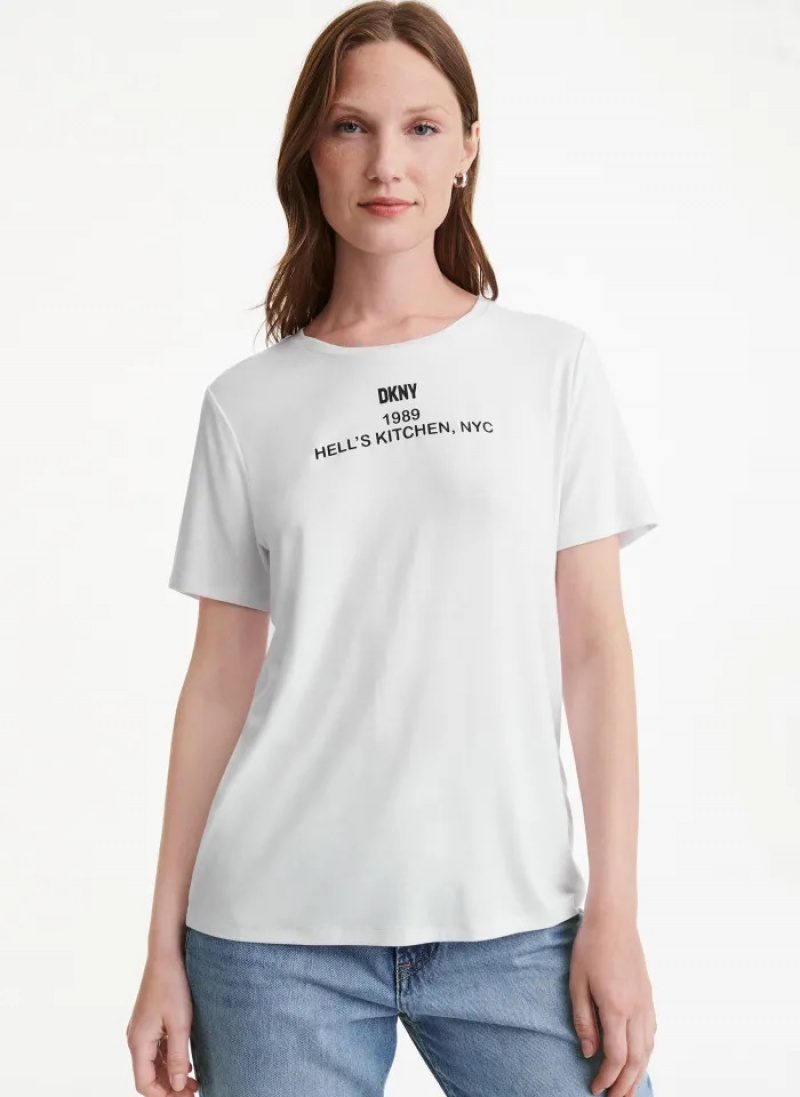 White Women\'s Dkny Neighborhood Souvenir Hell\'s Kitchen T Shirts | 698EQUZAN