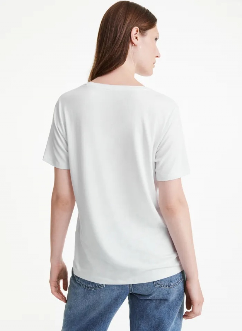 White Women's Dkny Neighborhood Souvenir - East Village T Shirts | 948BKCEUP