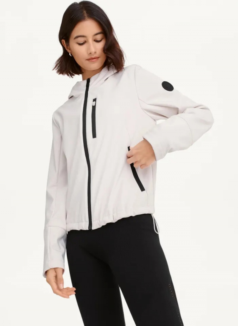 White Women's Dkny Soft Shell W/ Bonded Velour Jacket | 497VCKJNW