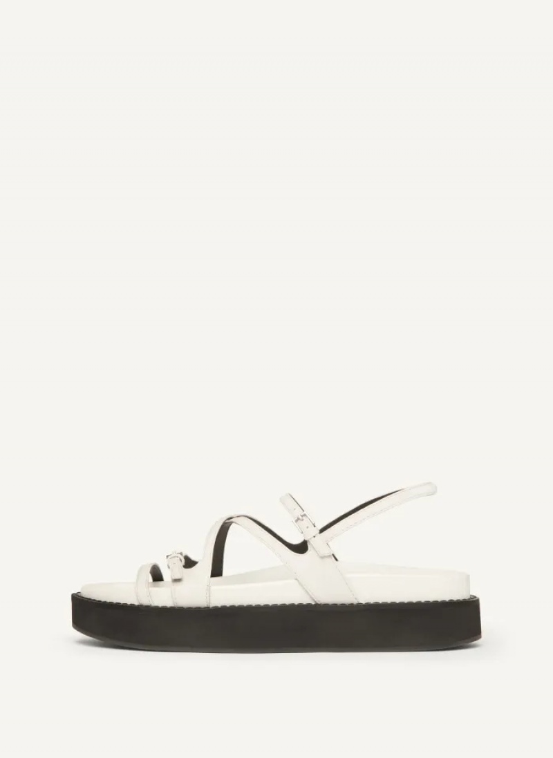 White Women\'s Dkny Strappy Flat Form Sandals | 286QAIMZF