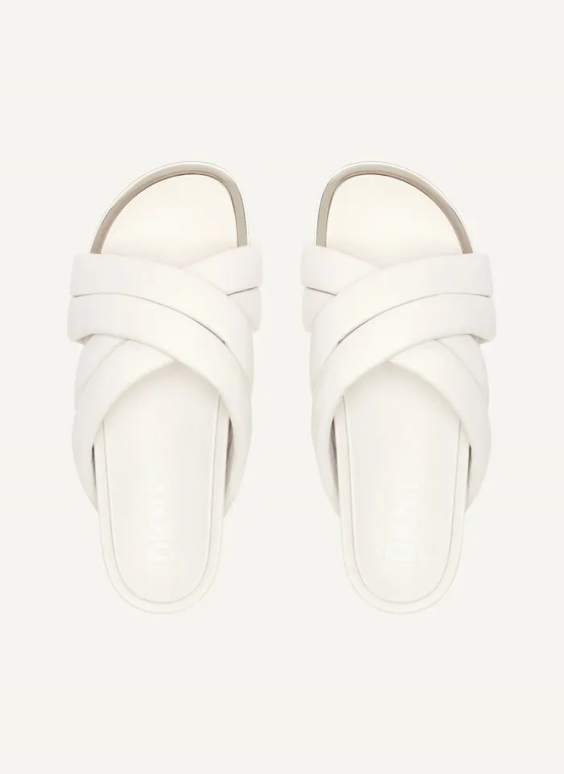White Women's Dkny Vienna Puffy Strap Sandals | 501SWENCL