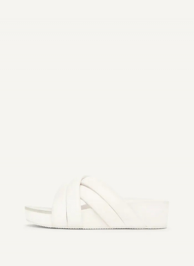 White Women\'s Dkny Vienna Puffy Strap Sandals | 501SWENCL