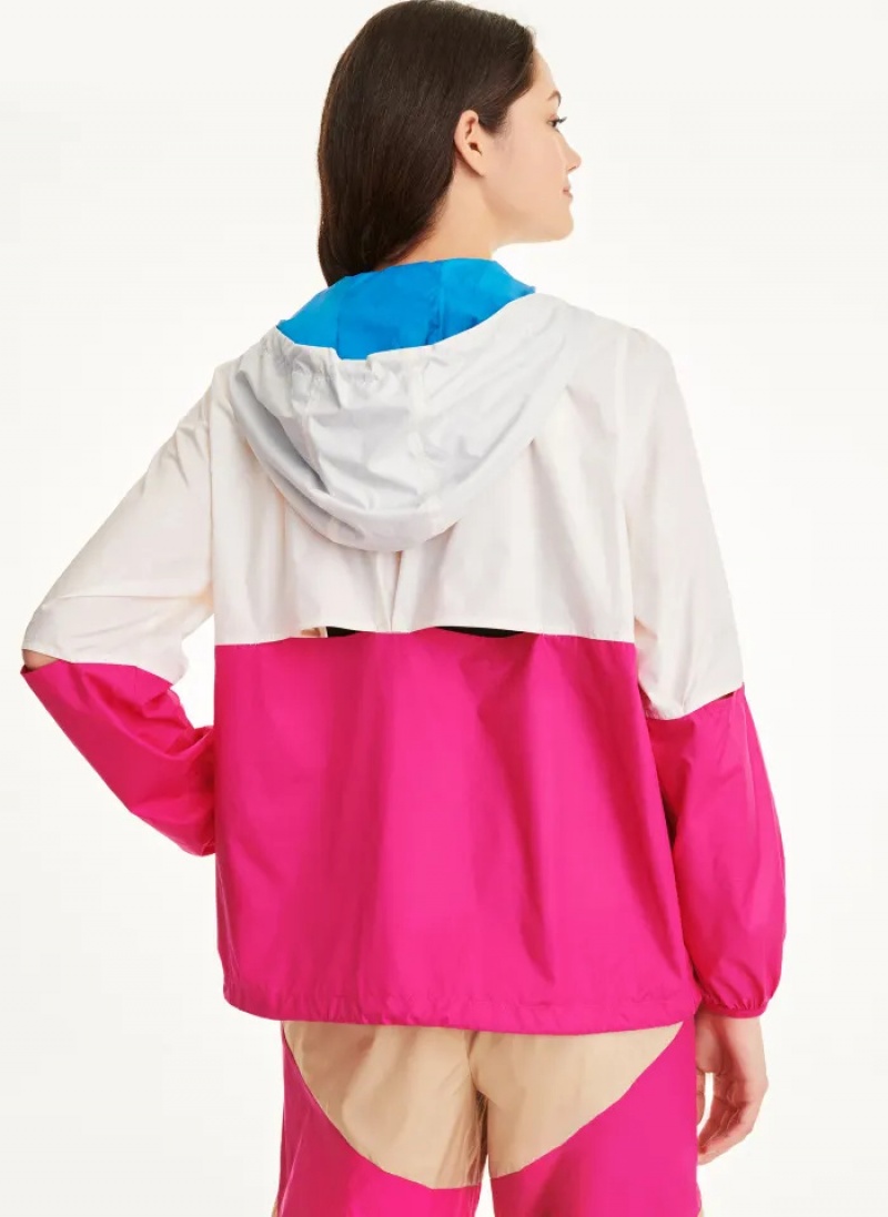 White / Pink Women's Dkny Mini Rip-Stop Jacket | 469DOLEGP