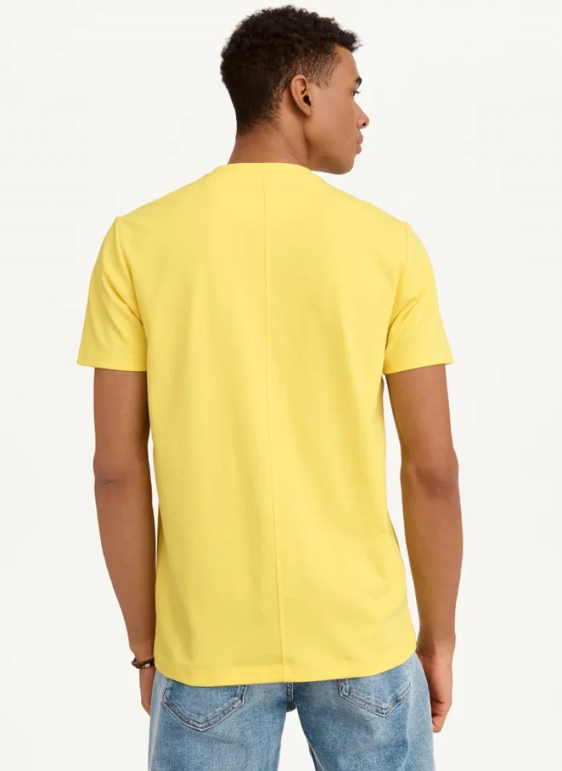 Yellow Men's Dkny Cotton Poly Pique T Shirts | 684EHJSCI
