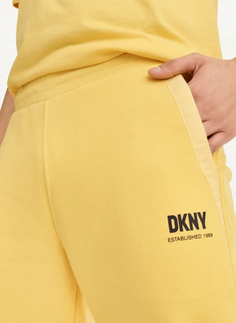 Yellow Men's Dkny French Terry Pants | 640KPRDAN