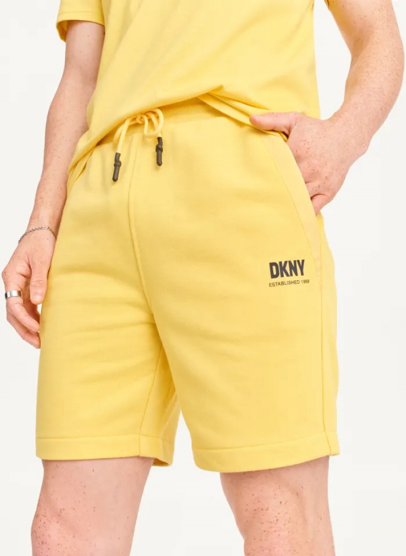 Yellow Men\'s Dkny French Terry Shorts | 061VKRDBG