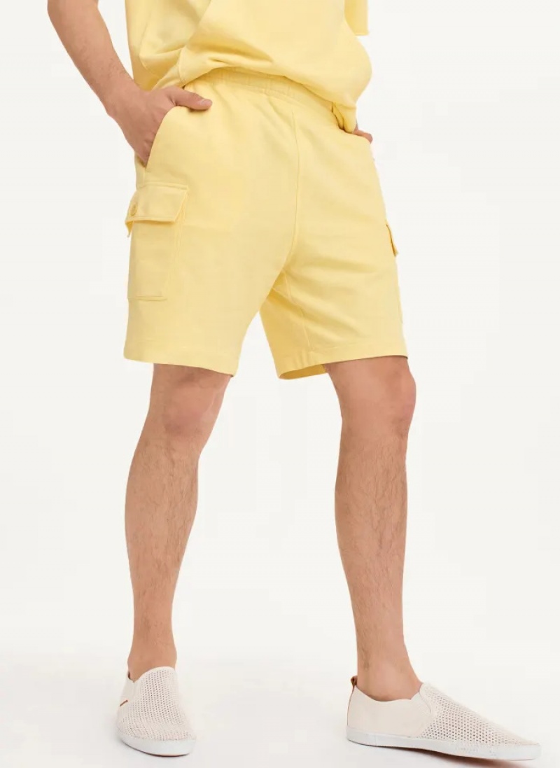 Yellow Men\'s Dkny Pigment Garment Dye Shorts | 492XYFCOQ
