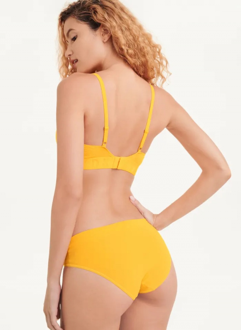 Yellow Women's Dkny Seamless Litewear Rib Bikinis | 462QBDUNT