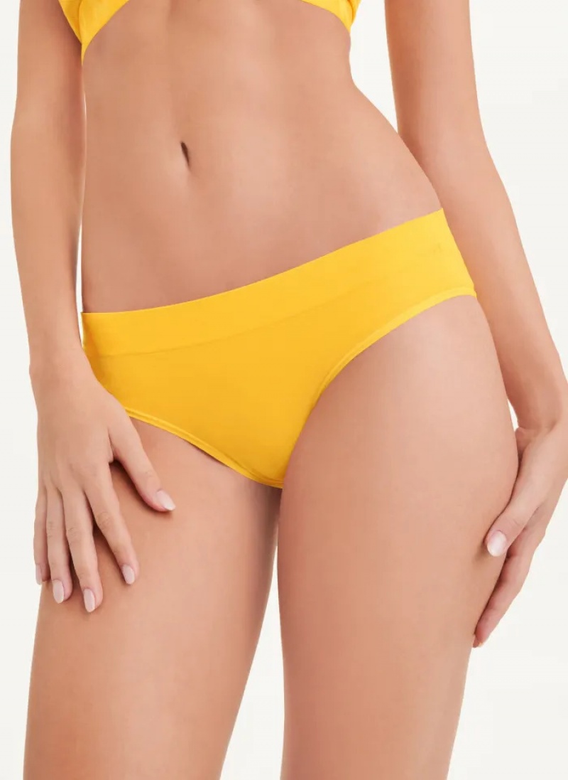 Yellow Women\'s Dkny Seamless Litewear Rib Bikinis | 462QBDUNT